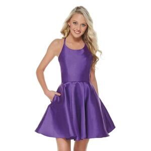 Alyce Paris Fit & Flare Mini Party Cocktail Dress Sleeveless Size 6 Purple